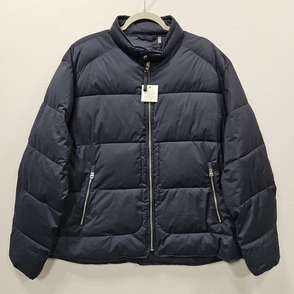 Calvin Klein Mens 2XL Navy Blue Sorona‎ Aura Stretch Moto Puffer Jacket Coat